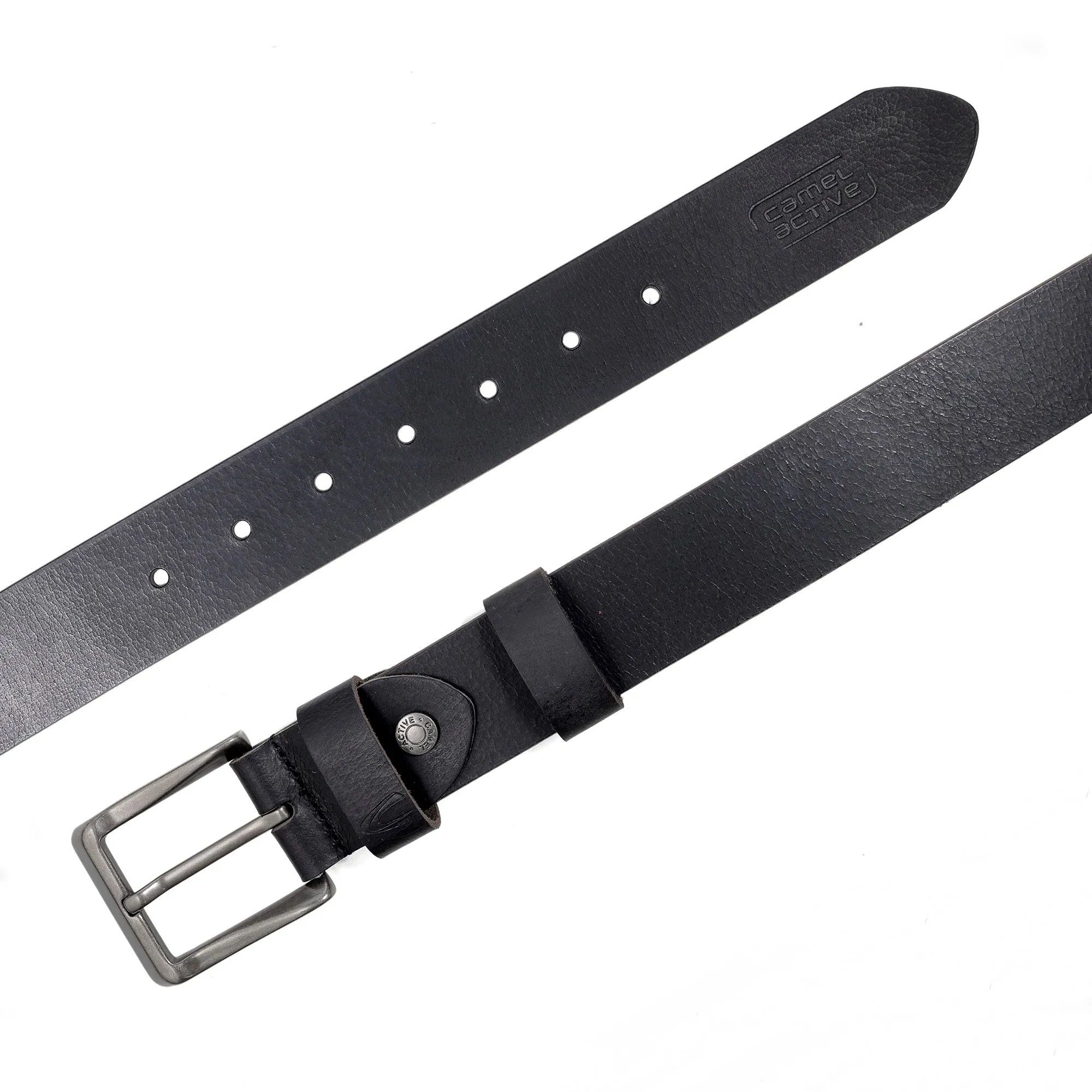 camel active Men Belt Leather Matte Finished Black 1707HBRG-24#BLK
