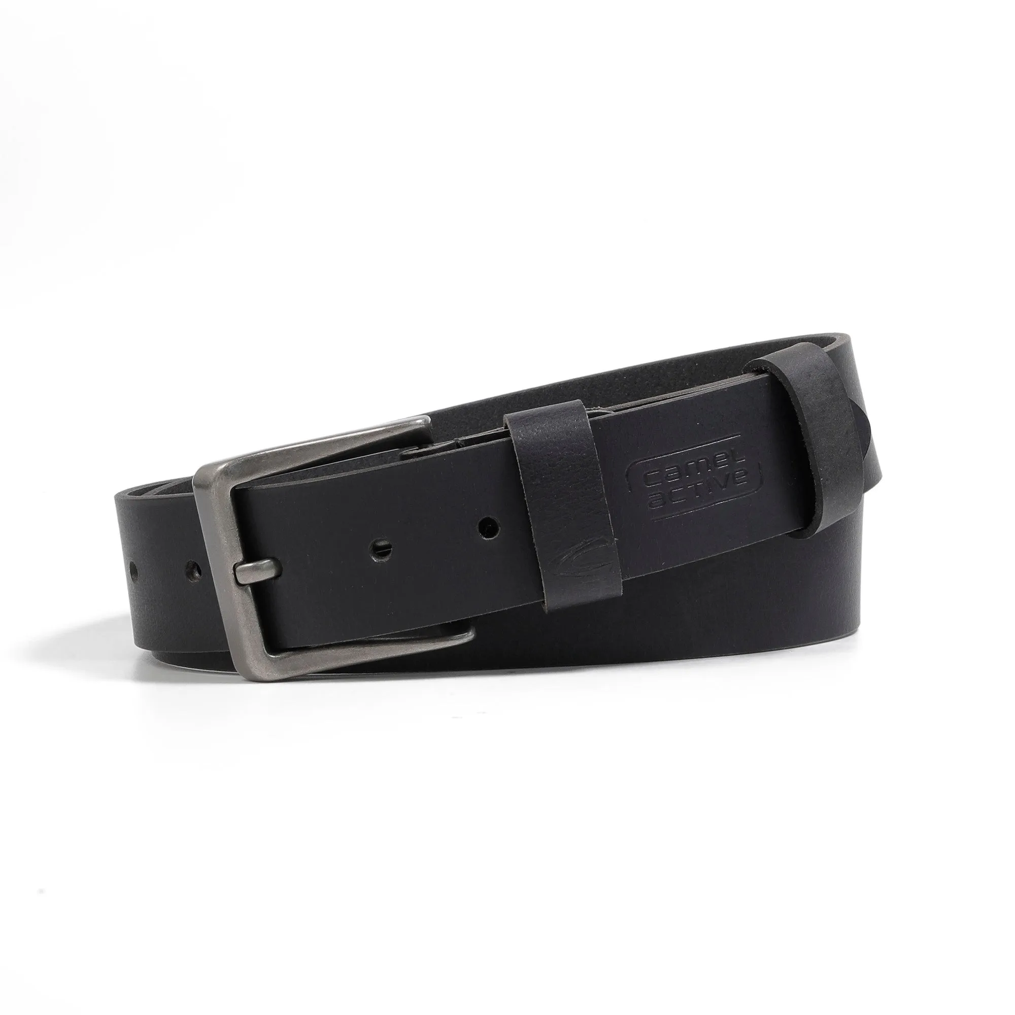 camel active Men Belt Leather Matte Finished Black 1707HBRG-24#BLK