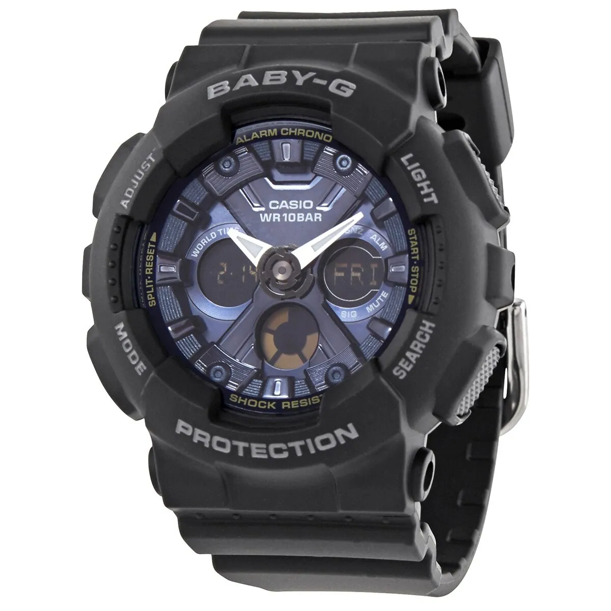 Casio Baby-G Alarm World Time Chronograph Quartz Analog-Digital Blue Dial Watch BA130-1A2