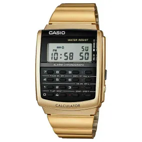 Casio Men's CA506G-9A Data Bank Series Gold-Tone Stainless Steel Watch