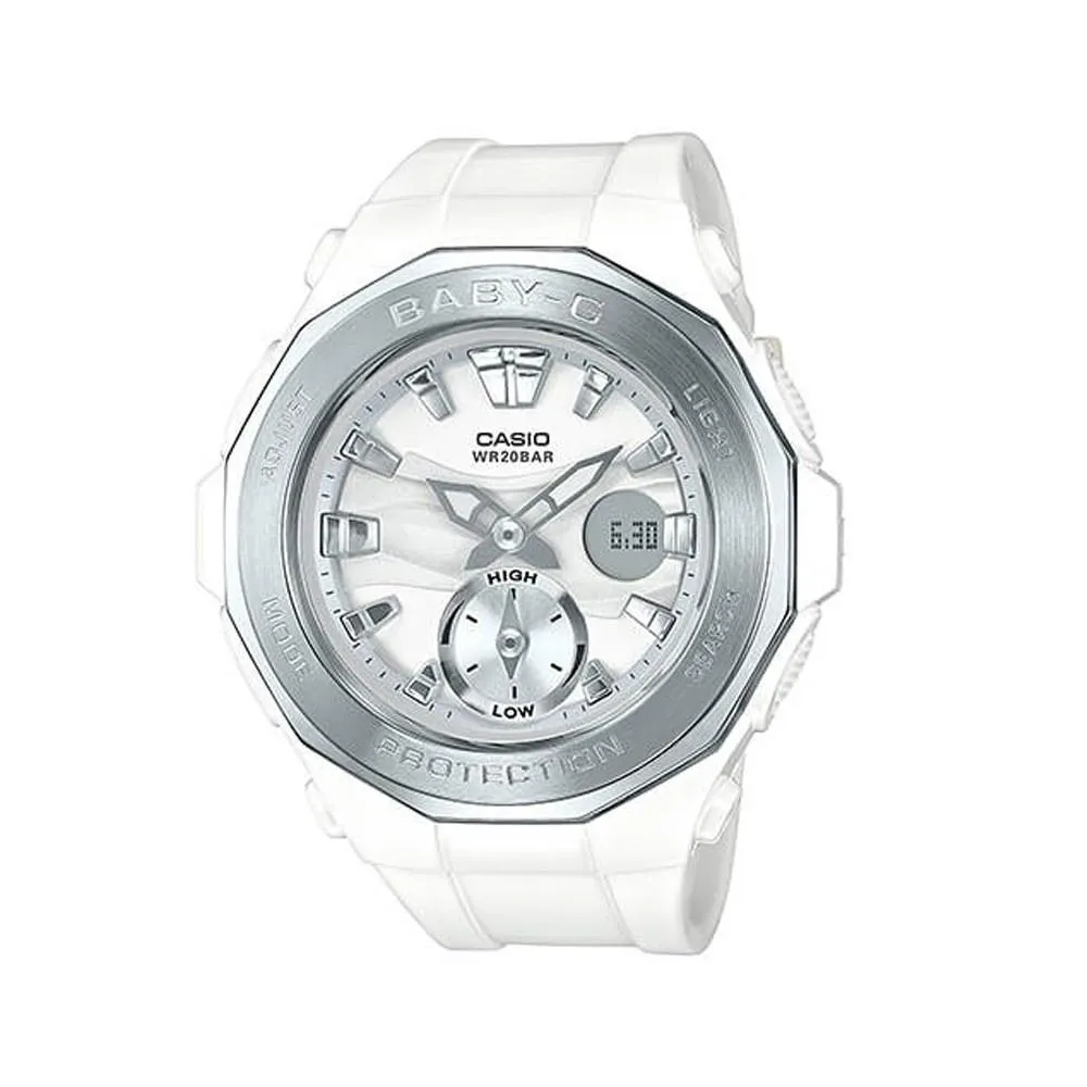 Casio Women's BGA220-7A Baby-G Analog-Digital White Resin Watch