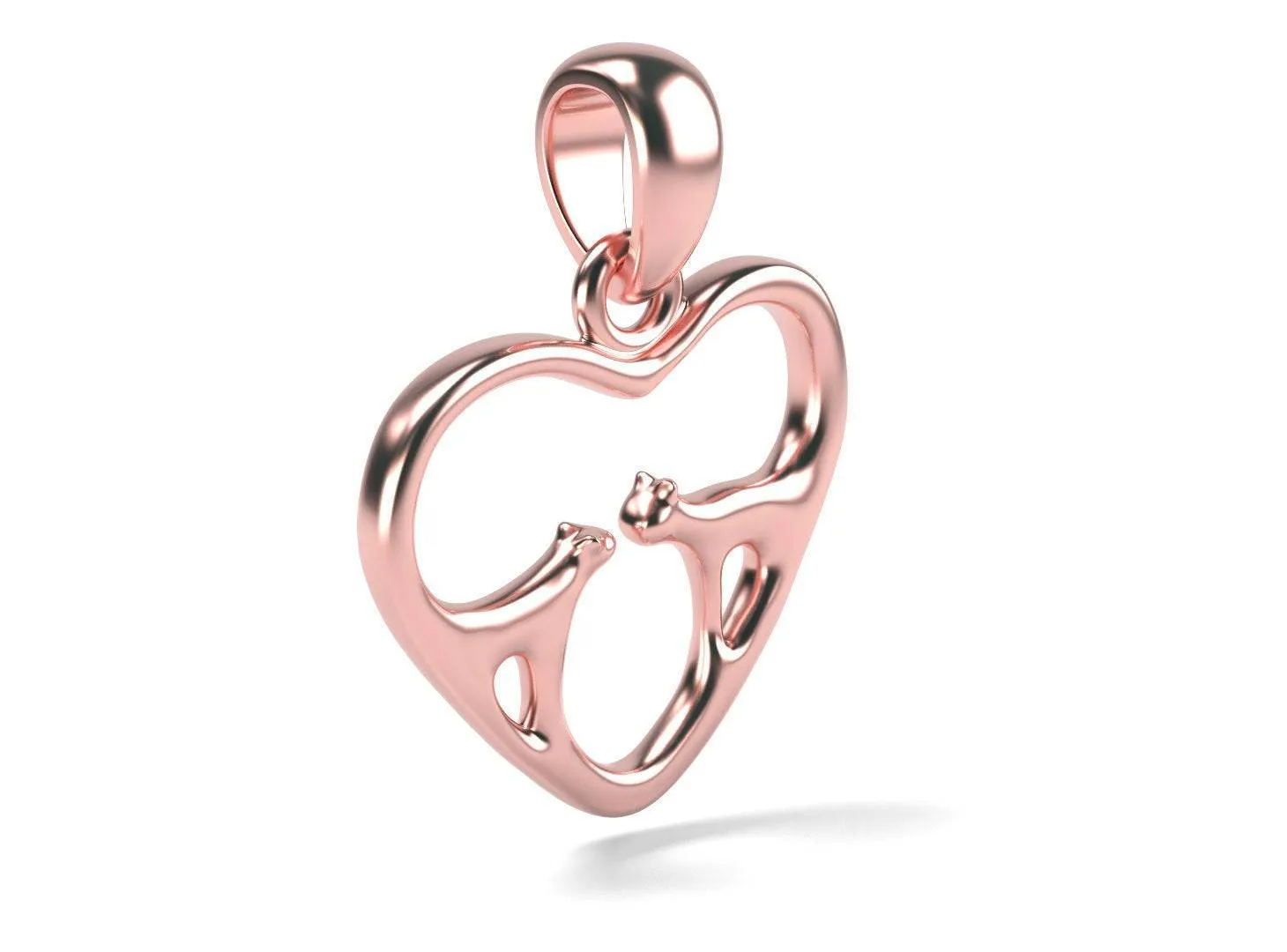 Cat Love Pendant *10k/14k/18k White, Yellow, Rose Green Gold, Gold Plated & Silver* Animal Kitten Pet Vet Friend Family Charm Necklace Gift