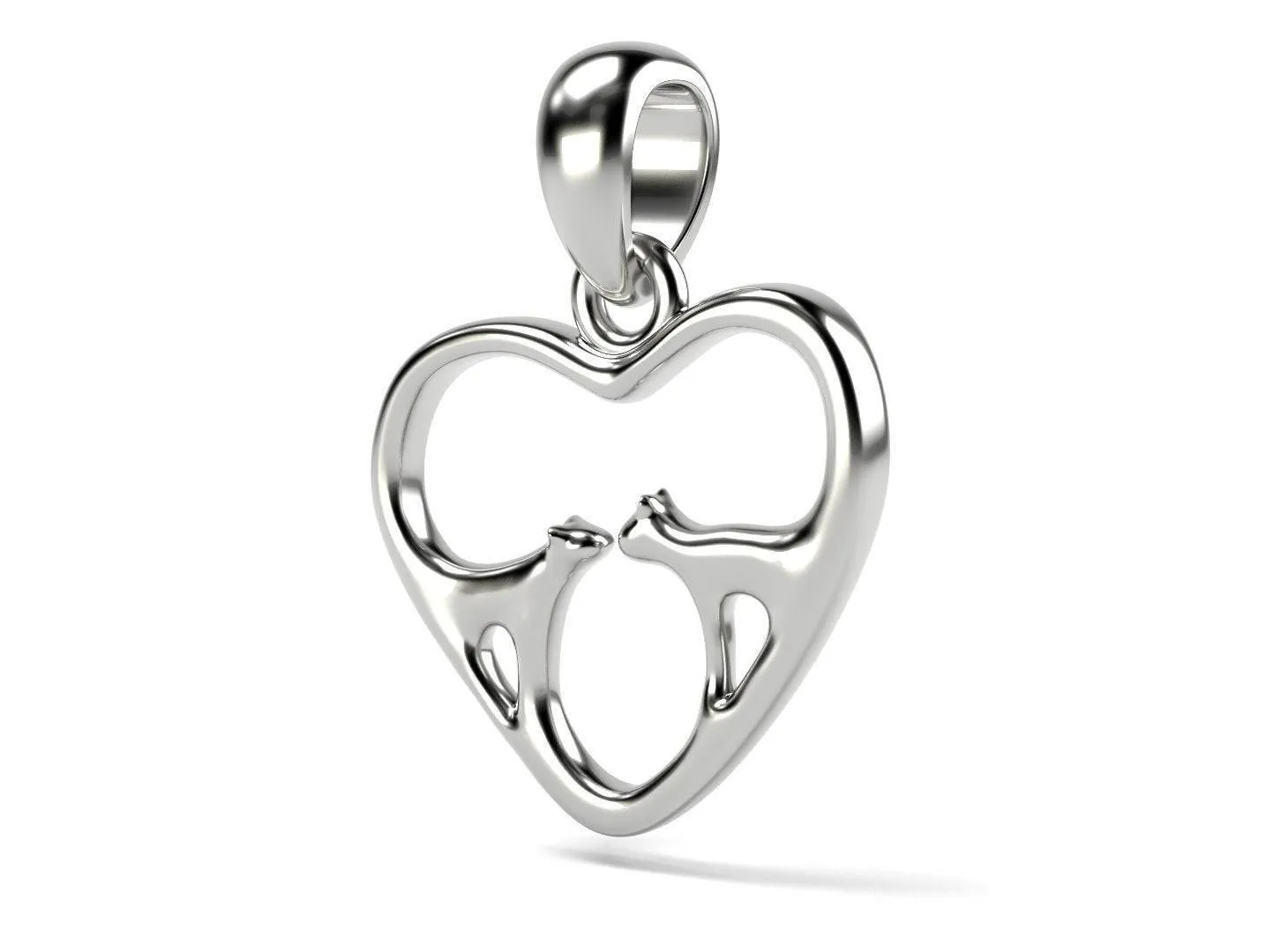 Cat Love Pendant *10k/14k/18k White, Yellow, Rose Green Gold, Gold Plated & Silver* Animal Kitten Pet Vet Friend Family Charm Necklace Gift