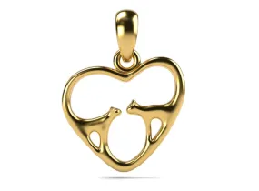 Cat Love Pendant *10k/14k/18k White, Yellow, Rose Green Gold, Gold Plated & Silver* Animal Kitten Pet Vet Friend Family Charm Necklace Gift