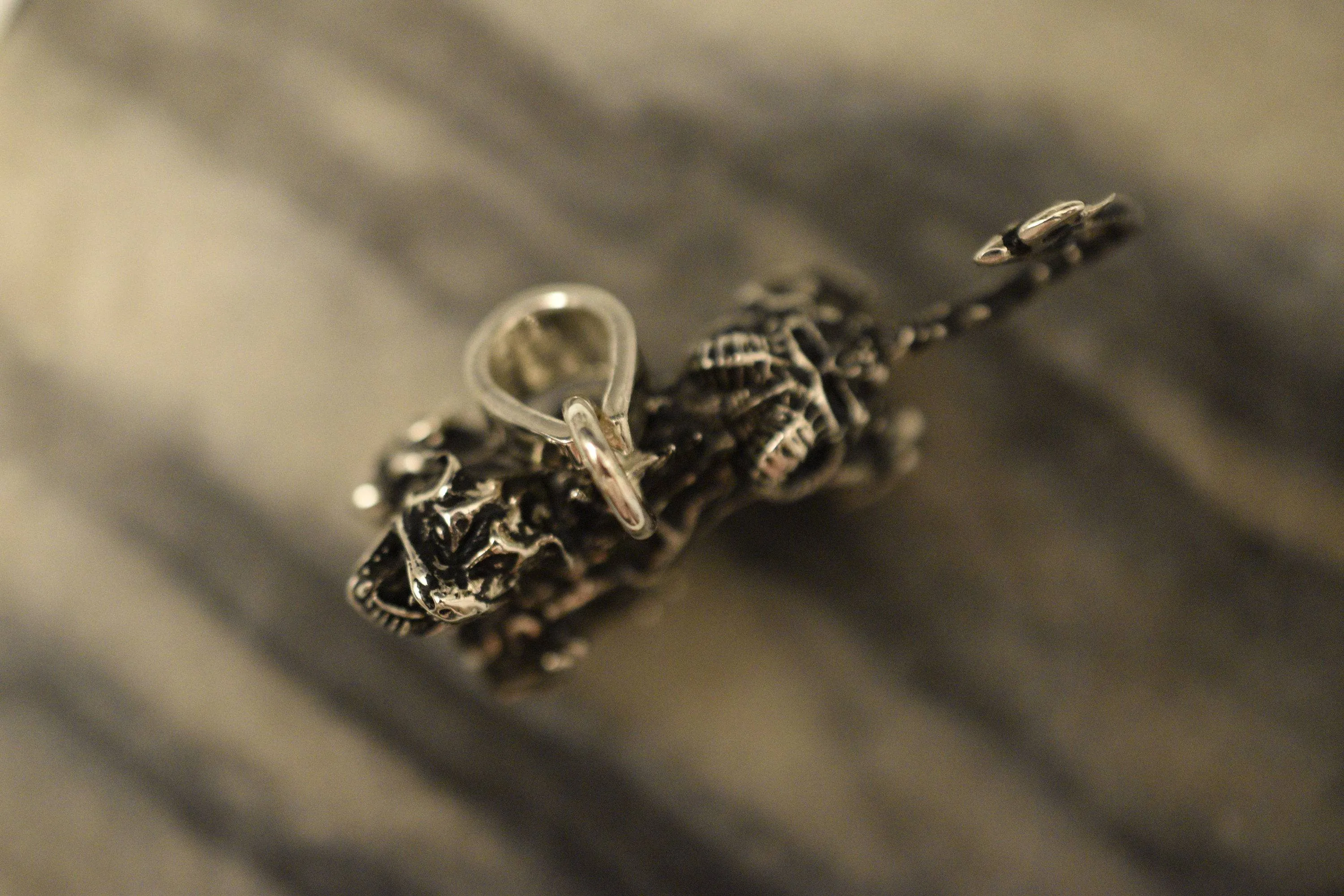 Cerberus Pendant *10k/14k/18k White, Yellow, Rose, Green Gold, Gold Plated & Silver* Hell Hound Dog Gothic Punk Biker Demon Charm Necklace