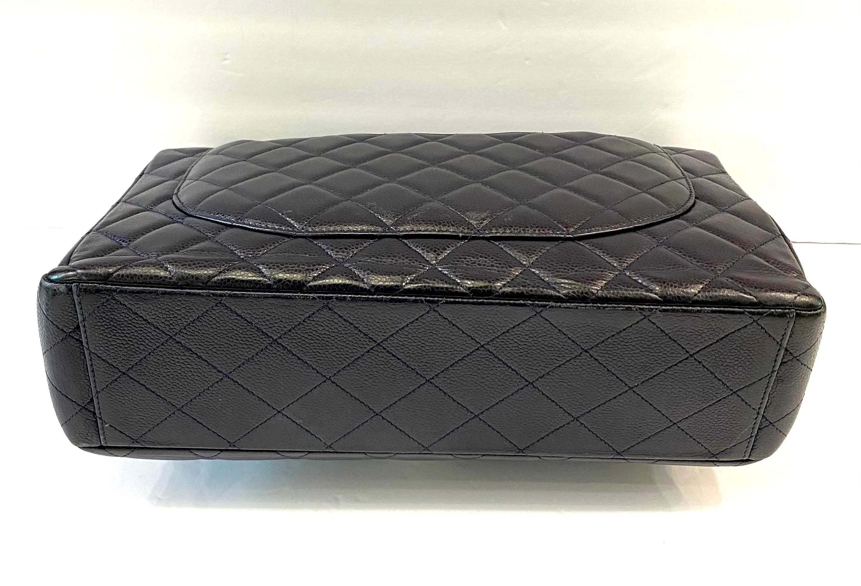 CHANEL CAVIAR QUILTED MAXI DOUBLE FLAP BAG IN NAVY