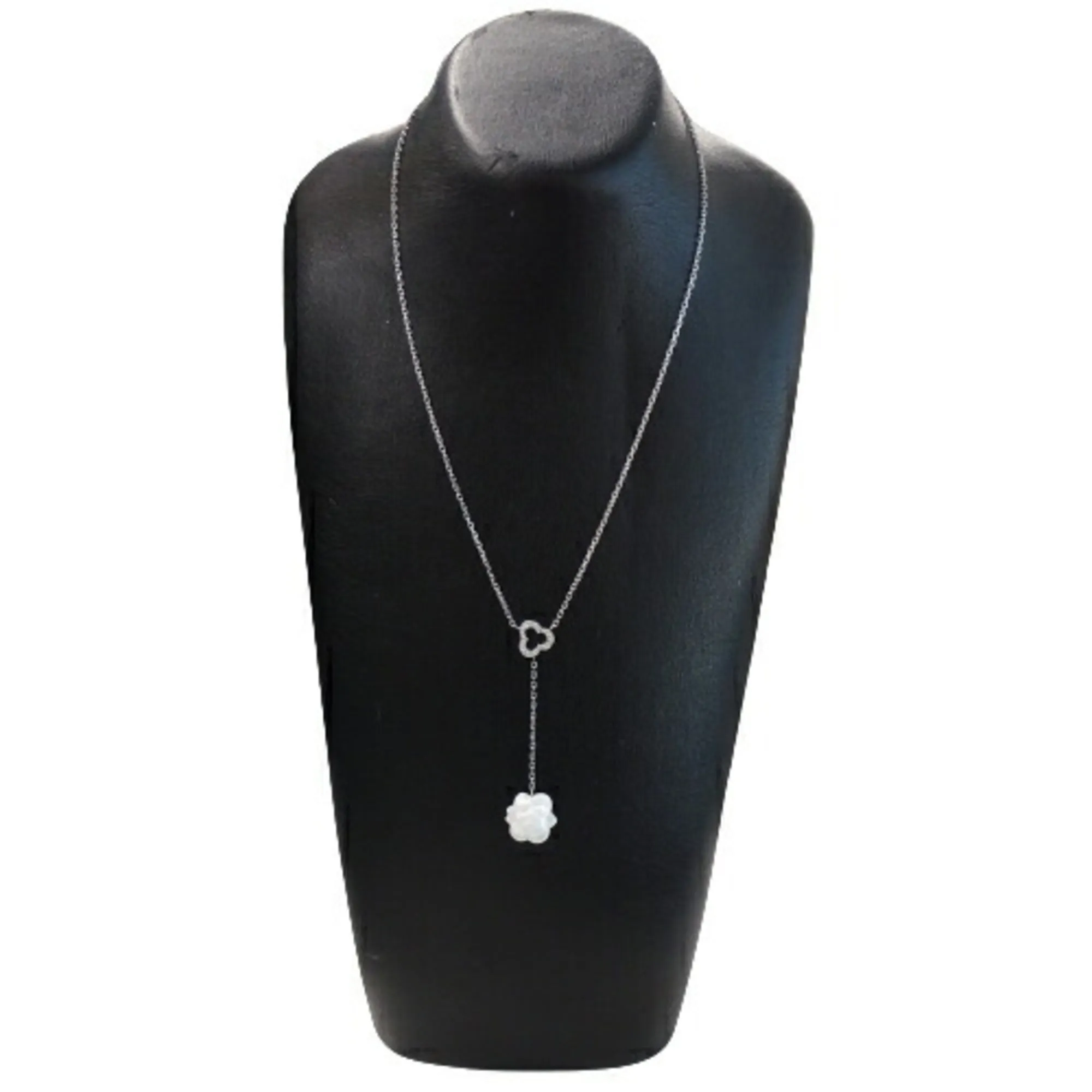 CHANEL Necklace Women's 750WG Diamond Camellia White Gold J2934 Polished