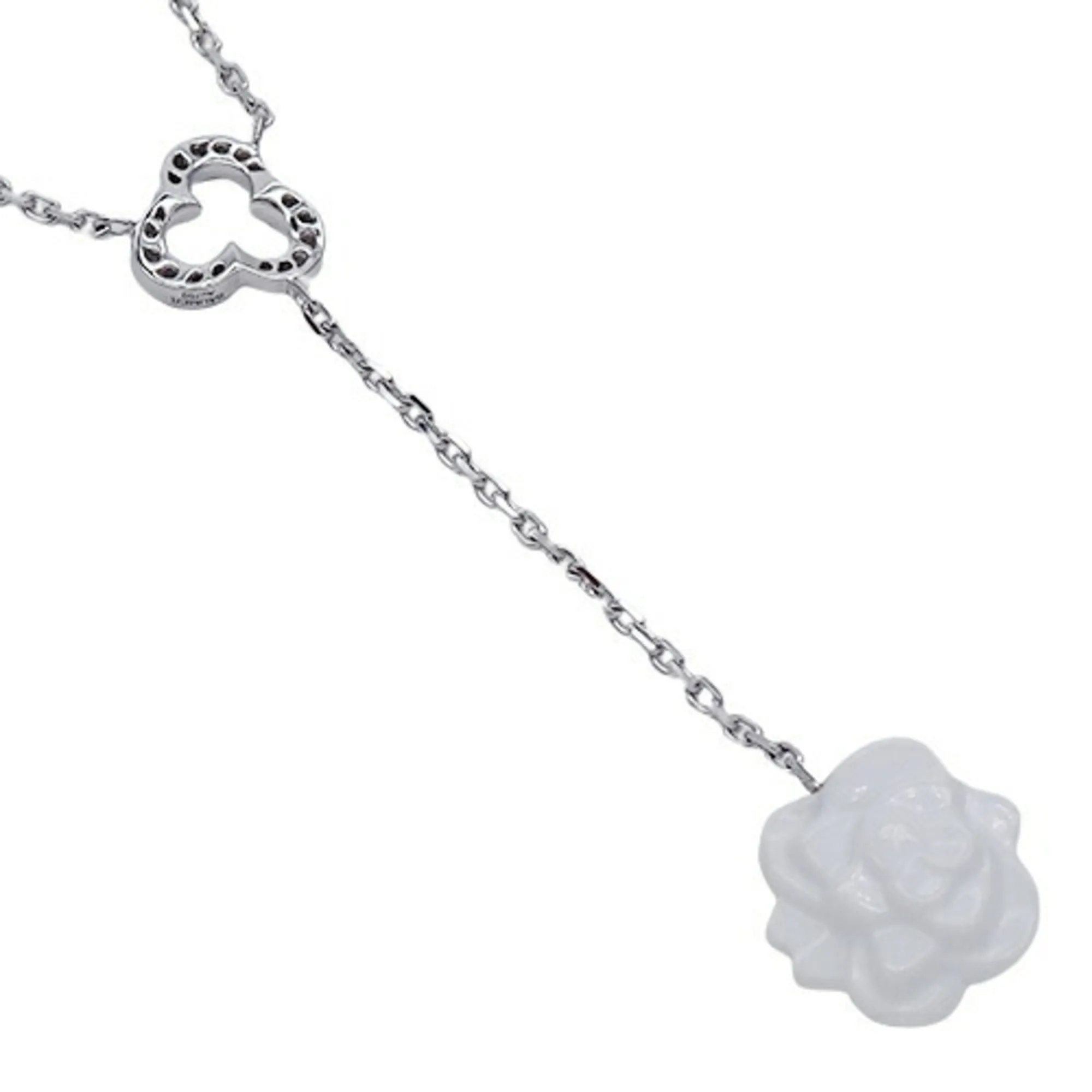 CHANEL Necklace Women's 750WG Diamond Camellia White Gold J2934 Polished