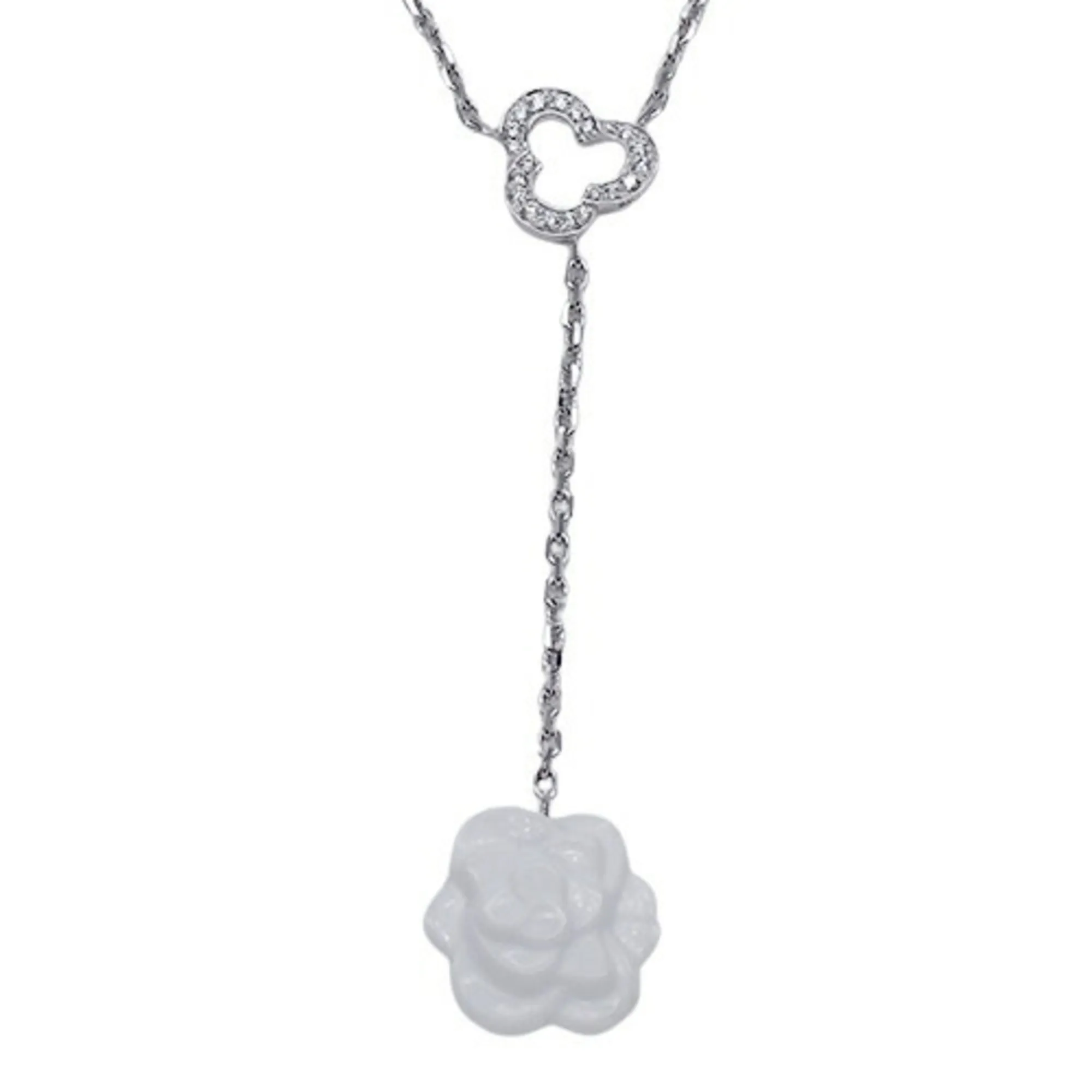 CHANEL Necklace Women's 750WG Diamond Camellia White Gold J2934 Polished