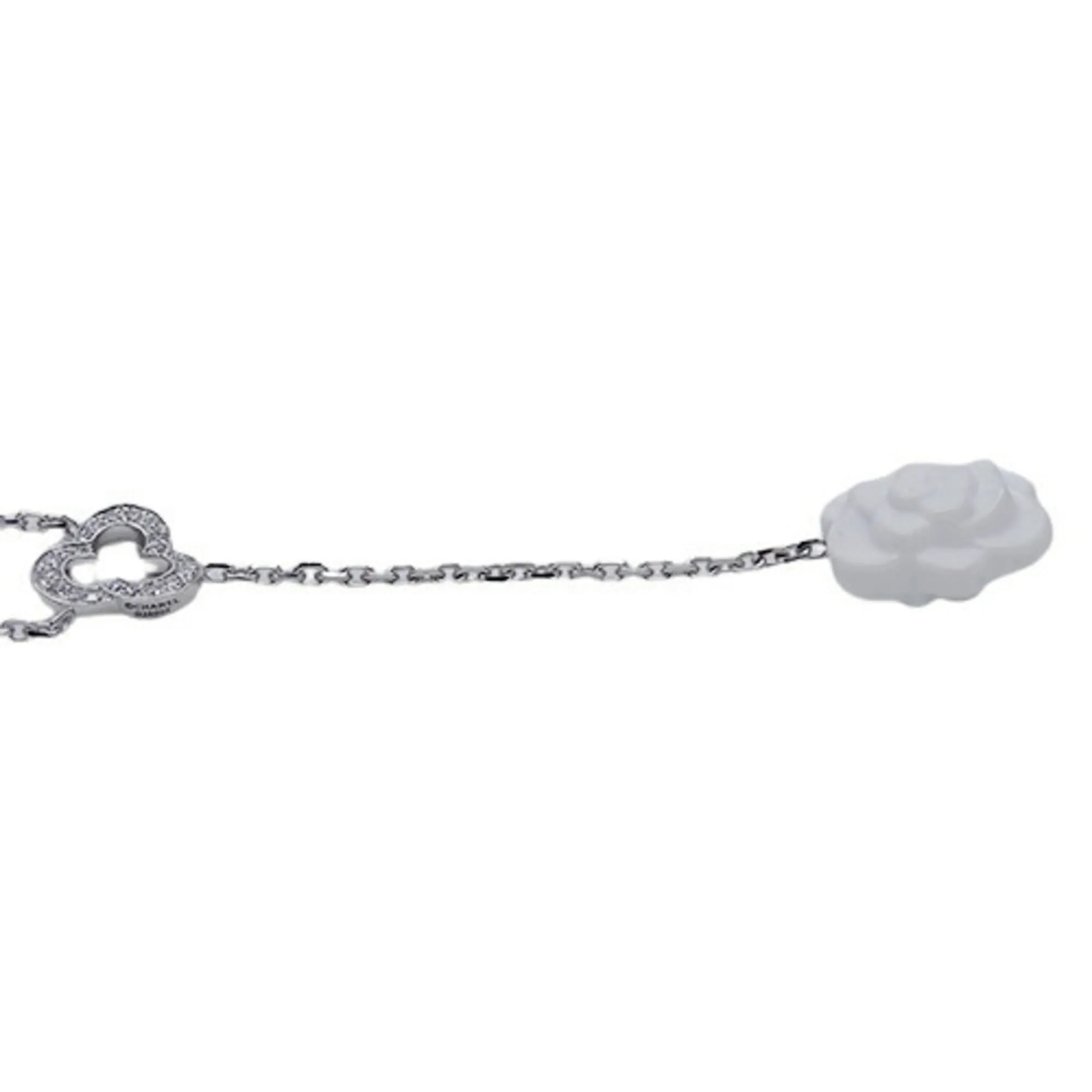 CHANEL Necklace Women's 750WG Diamond Camellia White Gold J2934 Polished