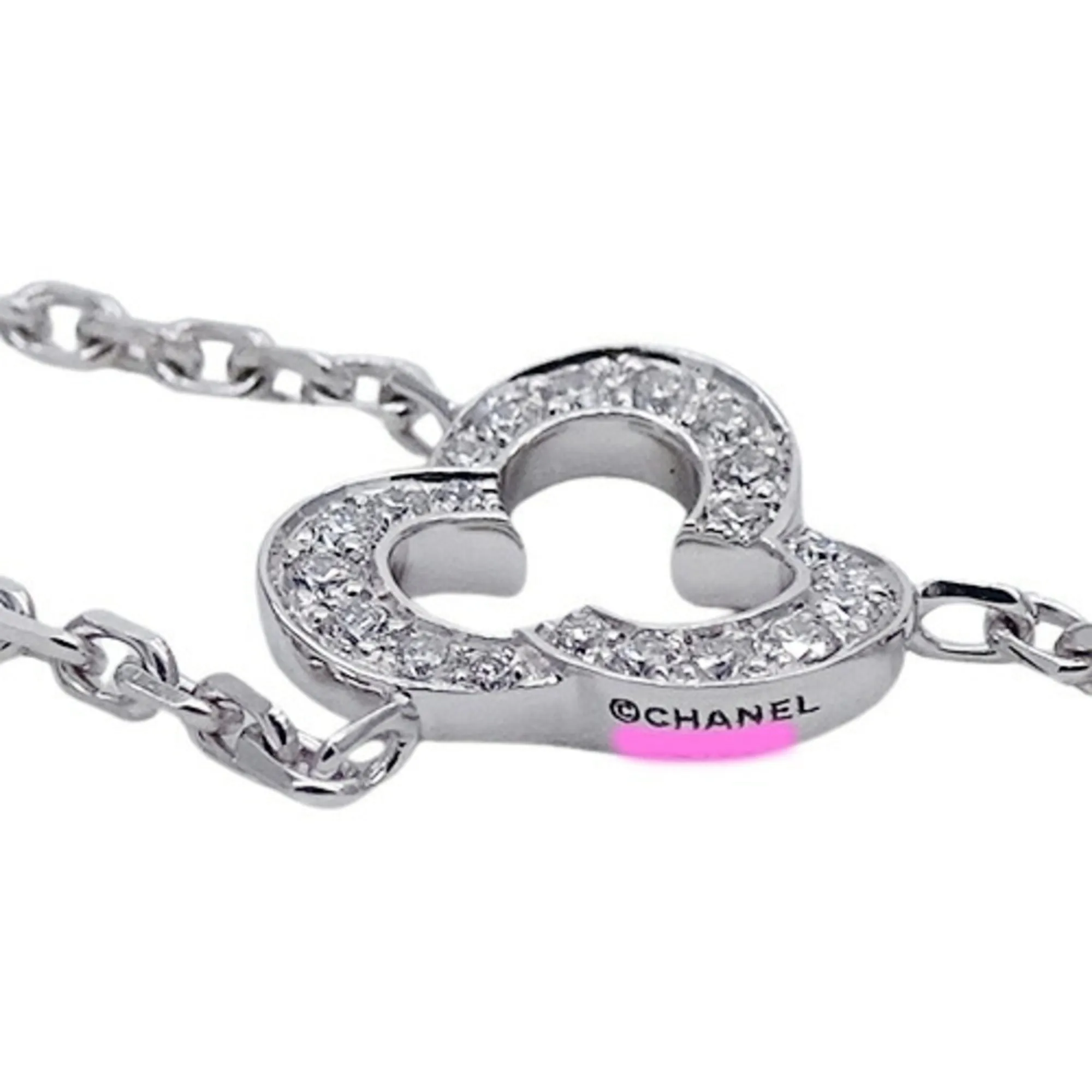 CHANEL Necklace Women's 750WG Diamond Camellia White Gold J2934 Polished