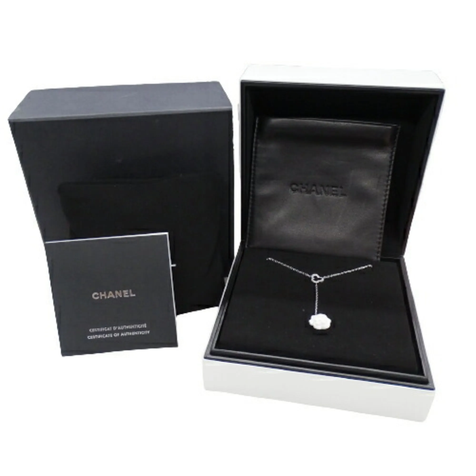 CHANEL Necklace Women's 750WG Diamond Camellia White Gold J2934 Polished