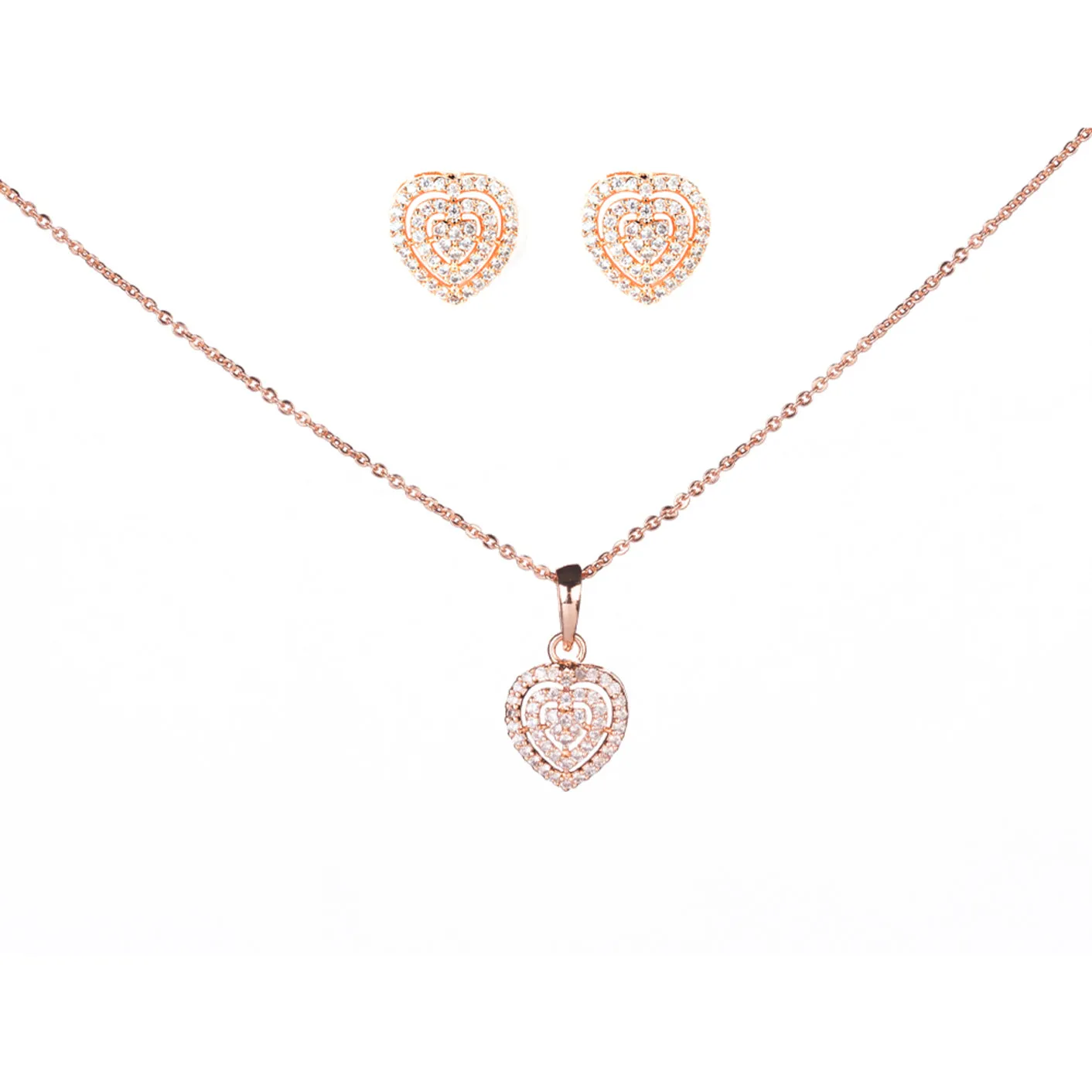 Chic Rose Gold Locket Set with Heart-Shaped Pendant