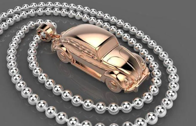 Classic Car Pendant *10k/14k/18k White, Yellow, Rose, Green Gold, Gold Plated & Silver* Mechanic Race Nascar Men Women Charm Necklace Gift