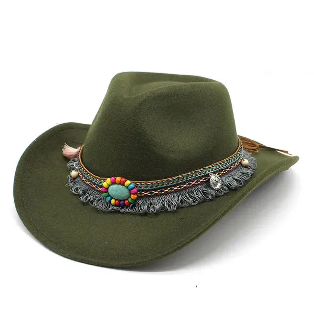 Classic Western Cowboy Hat Solid Color Jazz Style