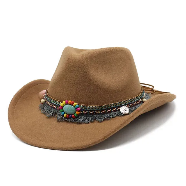 Classic Western Cowboy Hat Solid Color Jazz Style