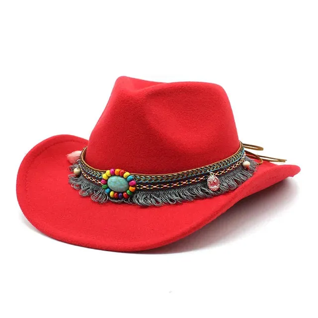 Classic Western Cowboy Hat Solid Color Jazz Style