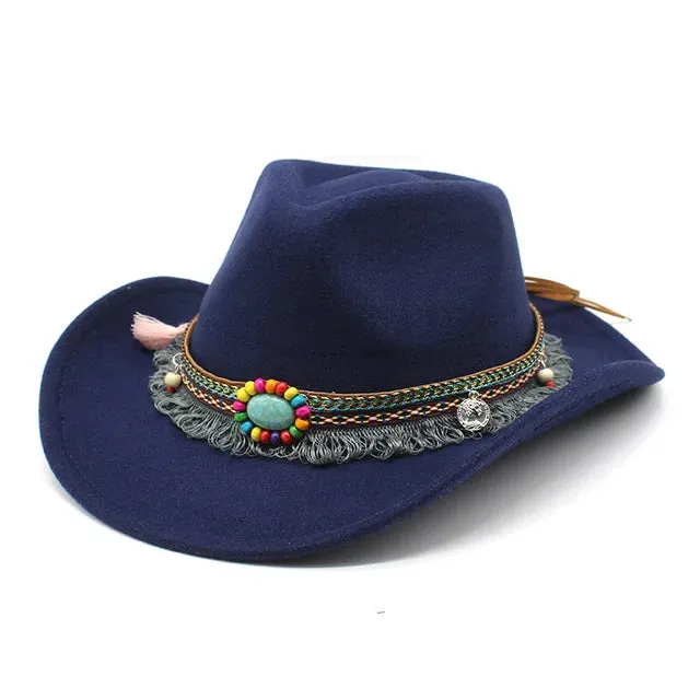 Classic Western Cowboy Hat Solid Color Jazz Style