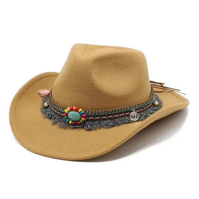 Classic Western Cowboy Hat Solid Color Jazz Style