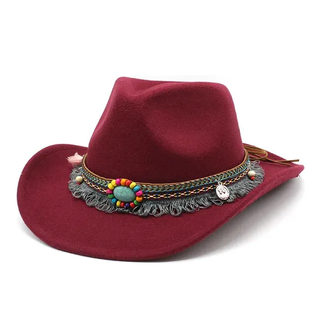 Classic Western Cowboy Hat Solid Color Jazz Style