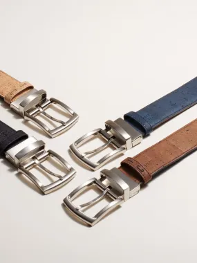 Cork Reversible Men's Belt (Brown/Navy) - Vegan, eco-friendly & recyclable