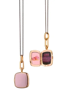 Cushion Enamel Locket in Pink