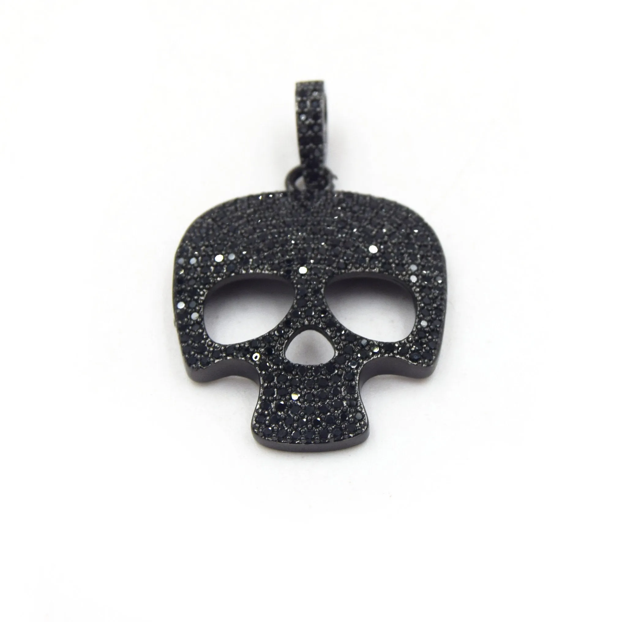 CZ Pendant | 26mm x 28mm Skull Shaped Cubic Zirconia Pendant/Charm - Gold and Gunmetal available