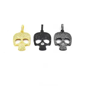 CZ Pendant | 26mm x 28mm Skull Shaped Cubic Zirconia Pendant/Charm - Gold and Gunmetal available