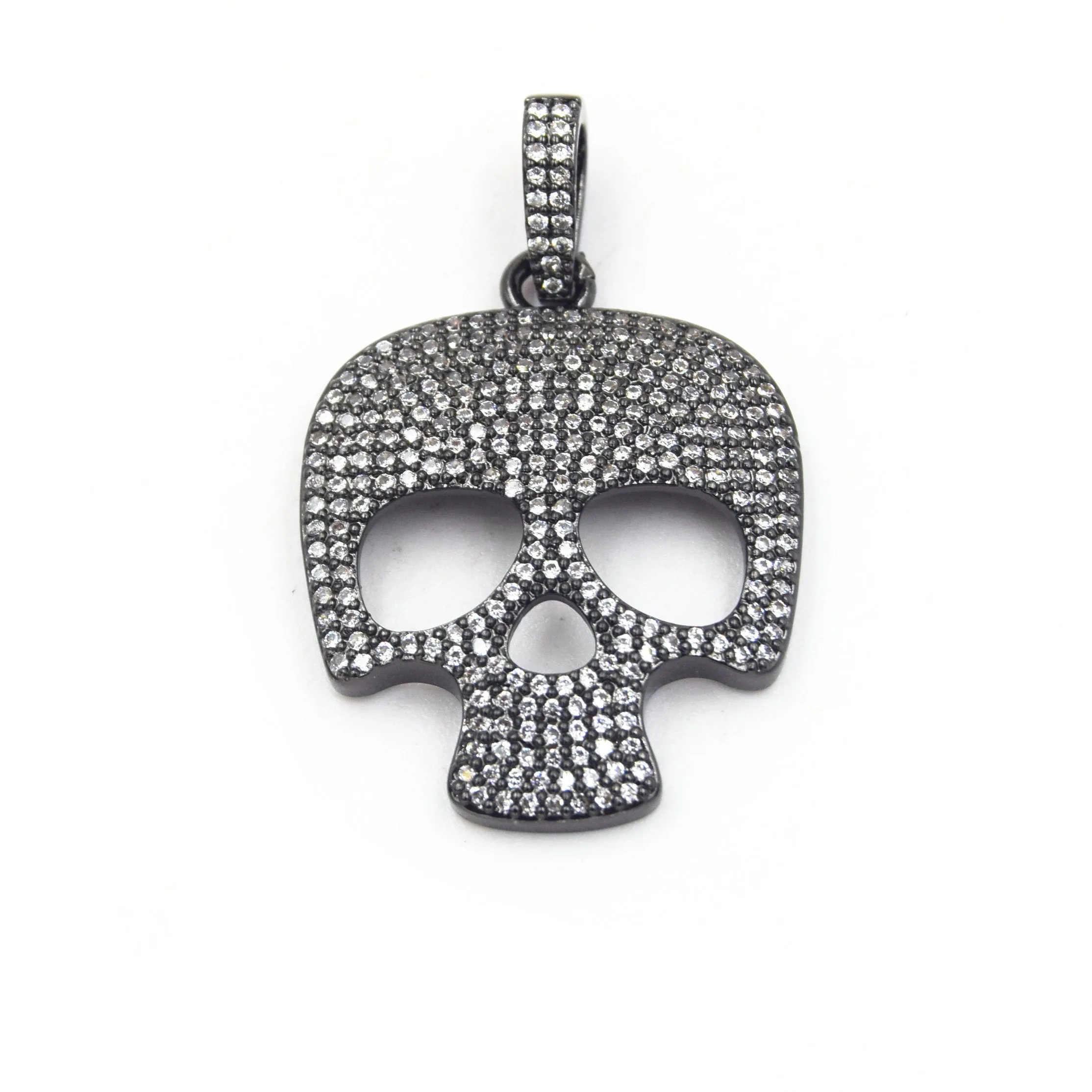 CZ Pendant | 26mm x 28mm Skull Shaped Cubic Zirconia Pendant/Charm - Gold and Gunmetal available