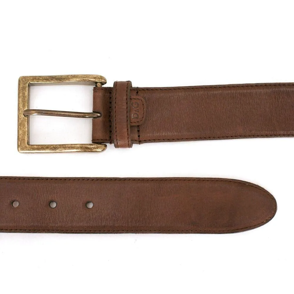 D&G Brown Belt with Gold Buckle