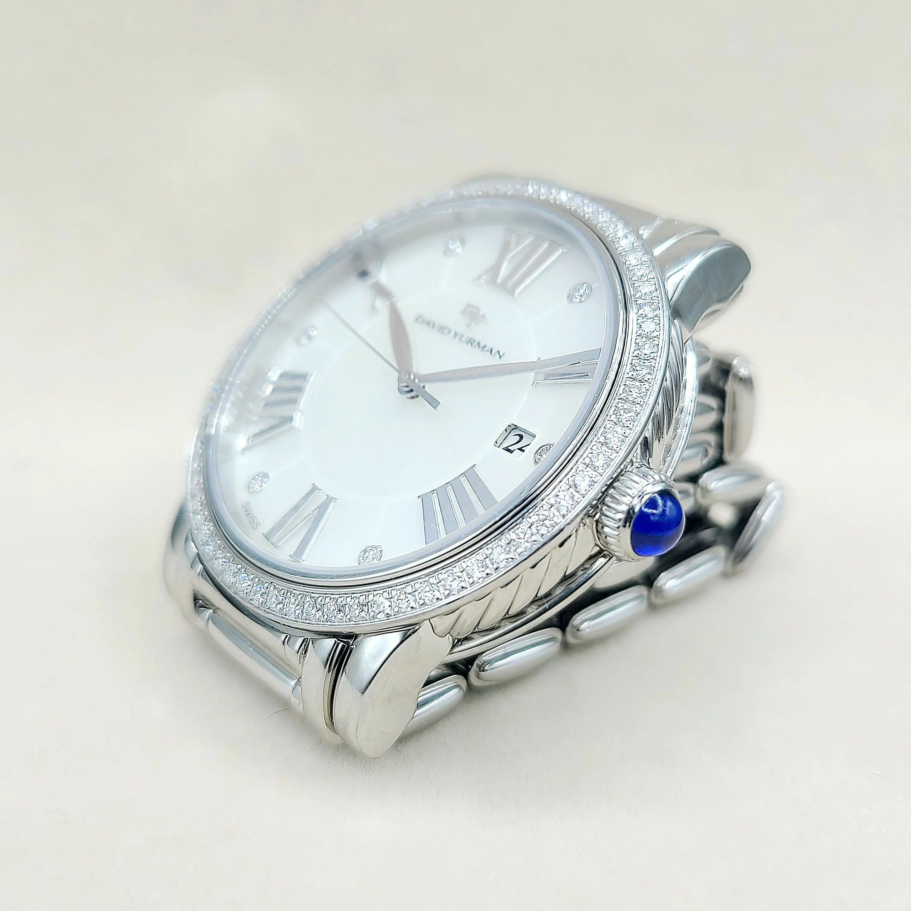 David Yurman Classic Quartz Watch Stainless Steel with Diamond Bezel, 38mm
