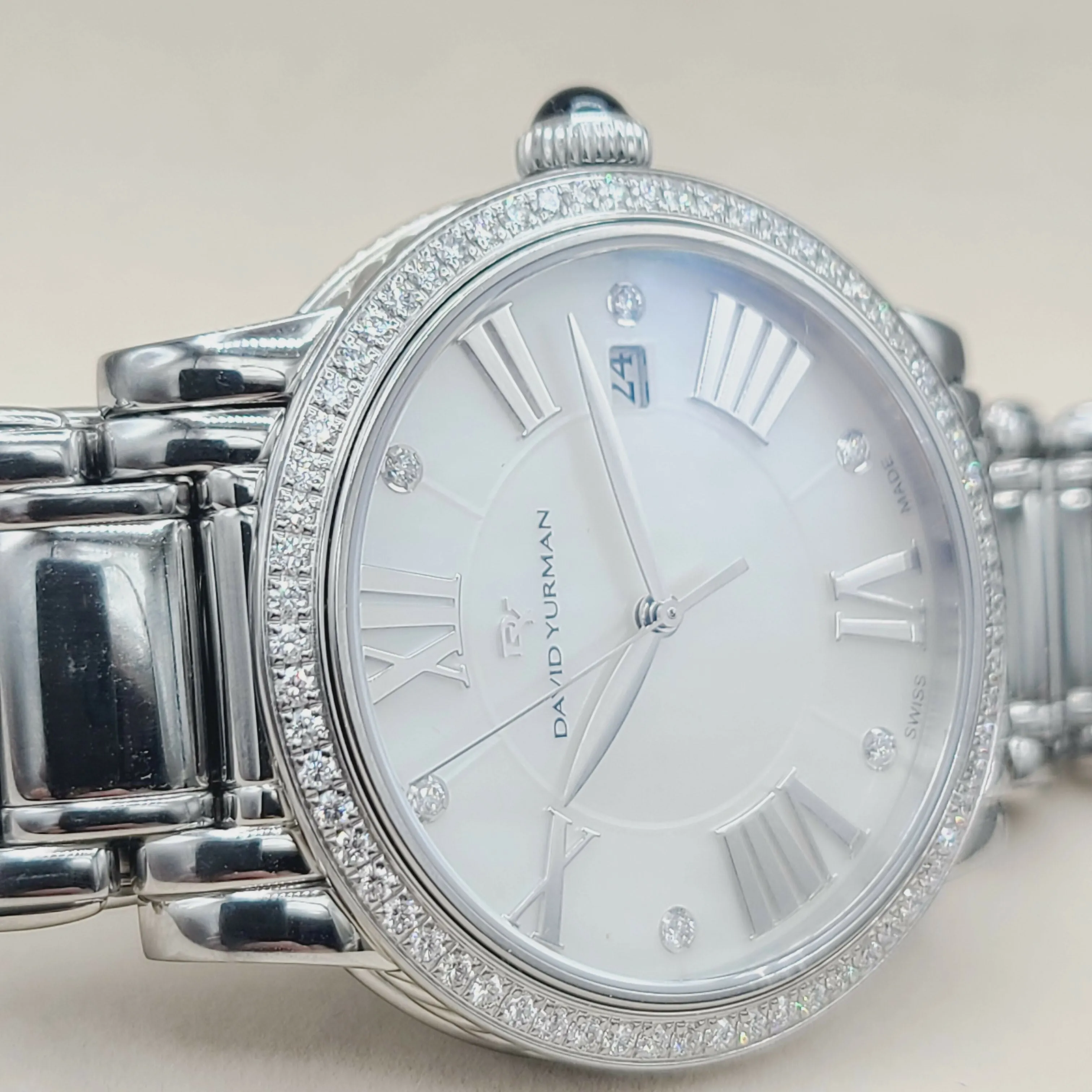 David Yurman Classic Quartz Watch Stainless Steel with Diamond Bezel, 38mm