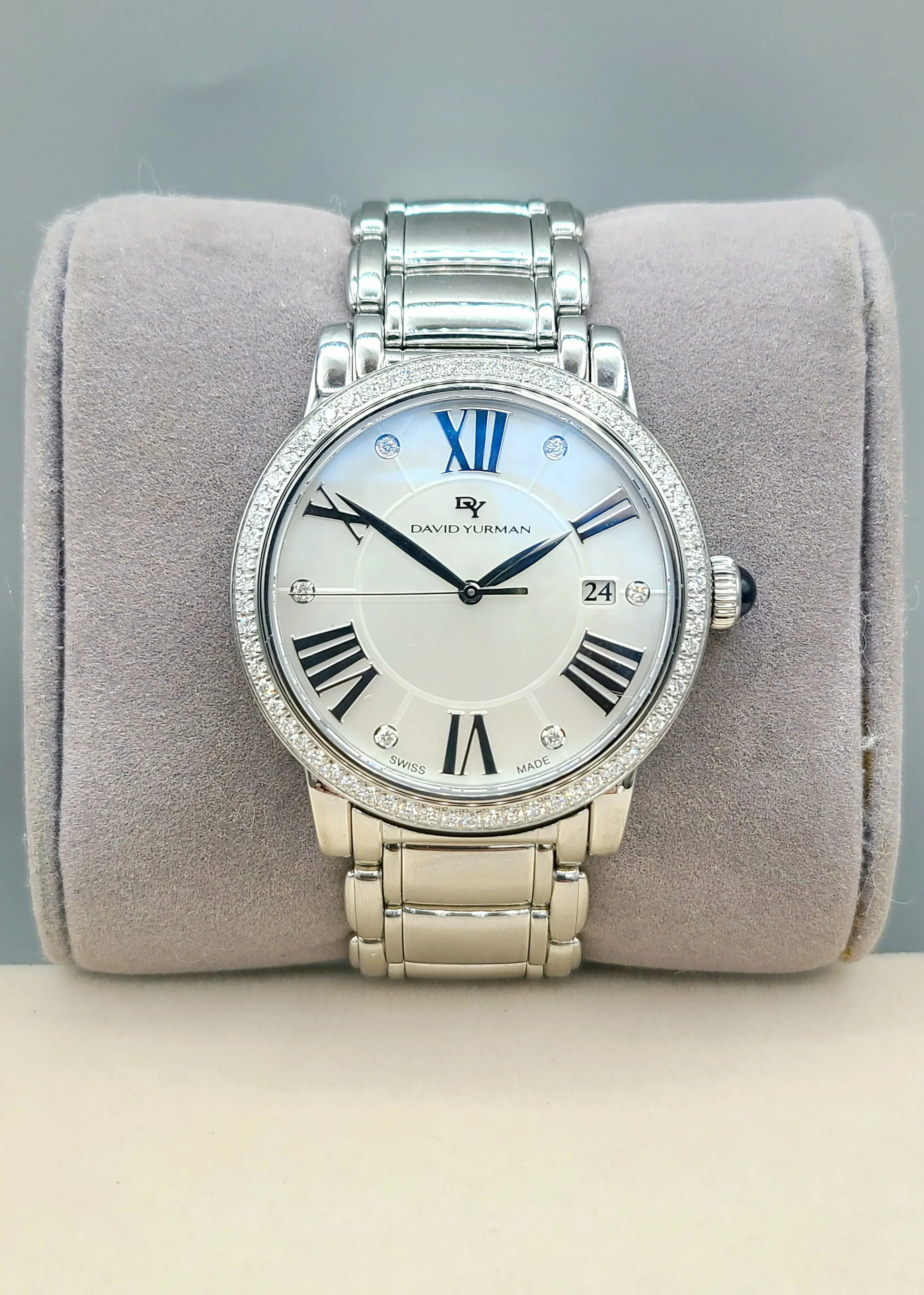 David Yurman Classic Quartz Watch Stainless Steel with Diamond Bezel, 38mm