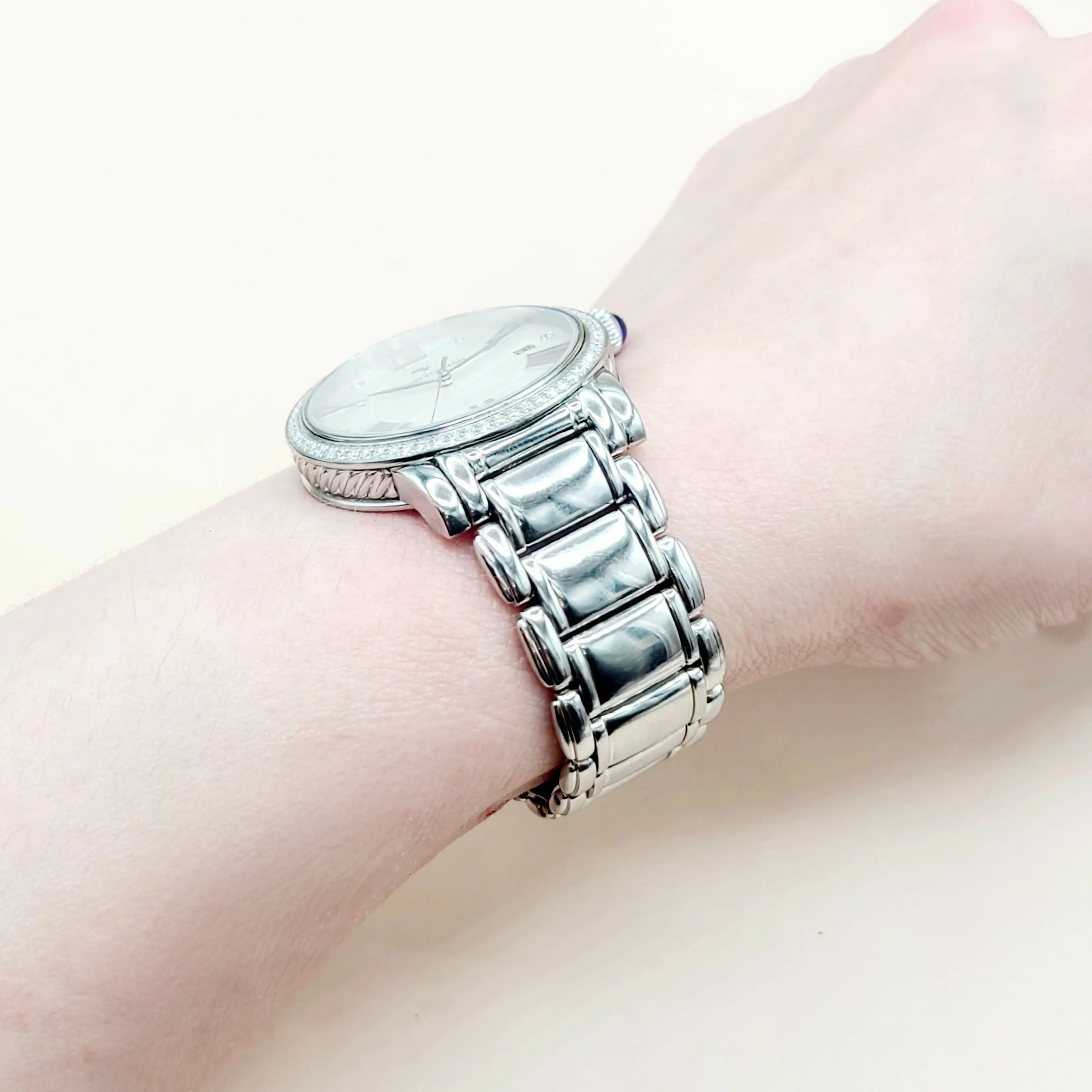 David Yurman Classic Quartz Watch Stainless Steel with Diamond Bezel, 38mm