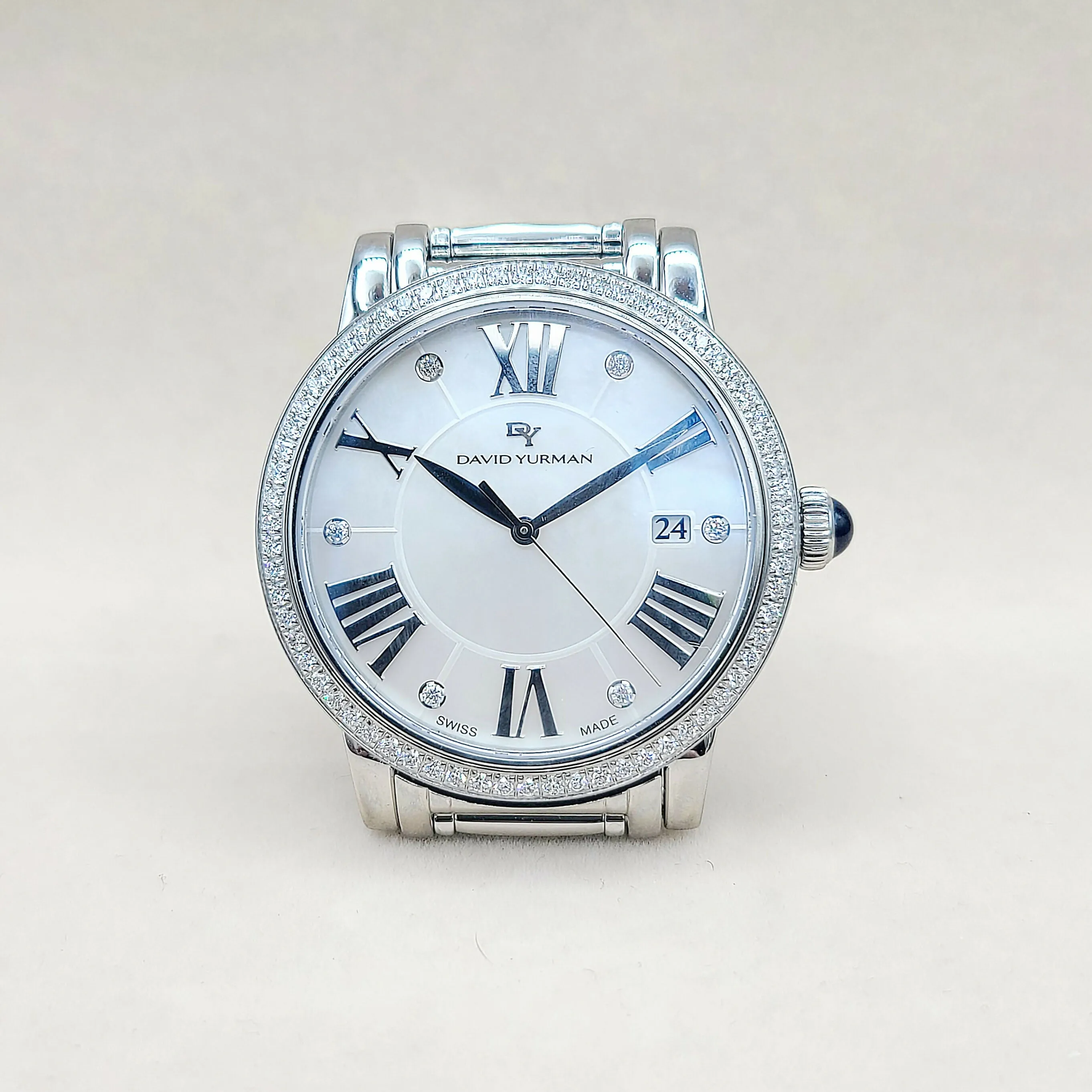 David Yurman Classic Quartz Watch Stainless Steel with Diamond Bezel, 38mm