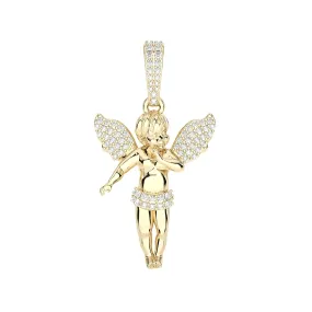 Diamond Angel Pendant 10K Yellow Gold