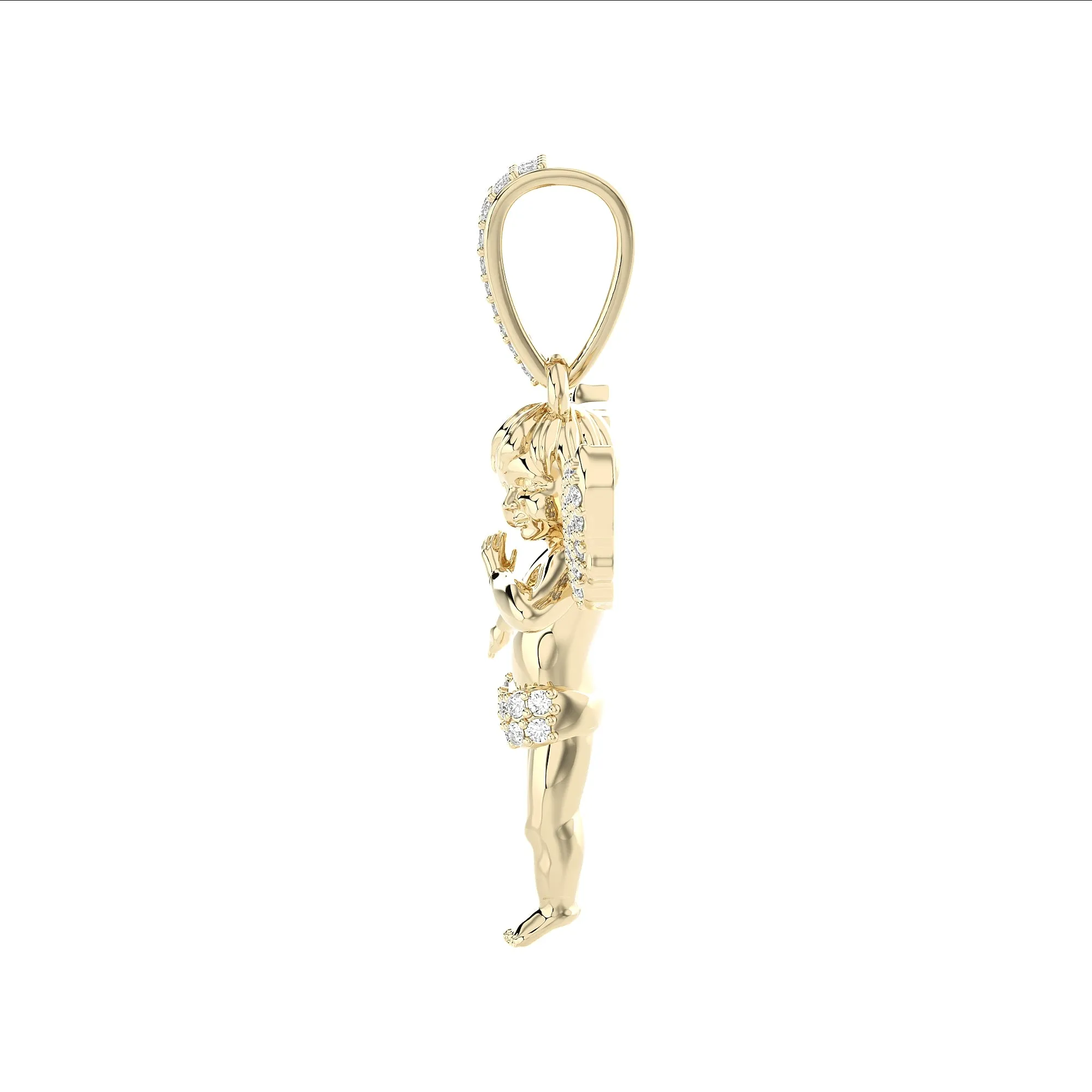 Diamond Angel Pendant 10K Yellow Gold