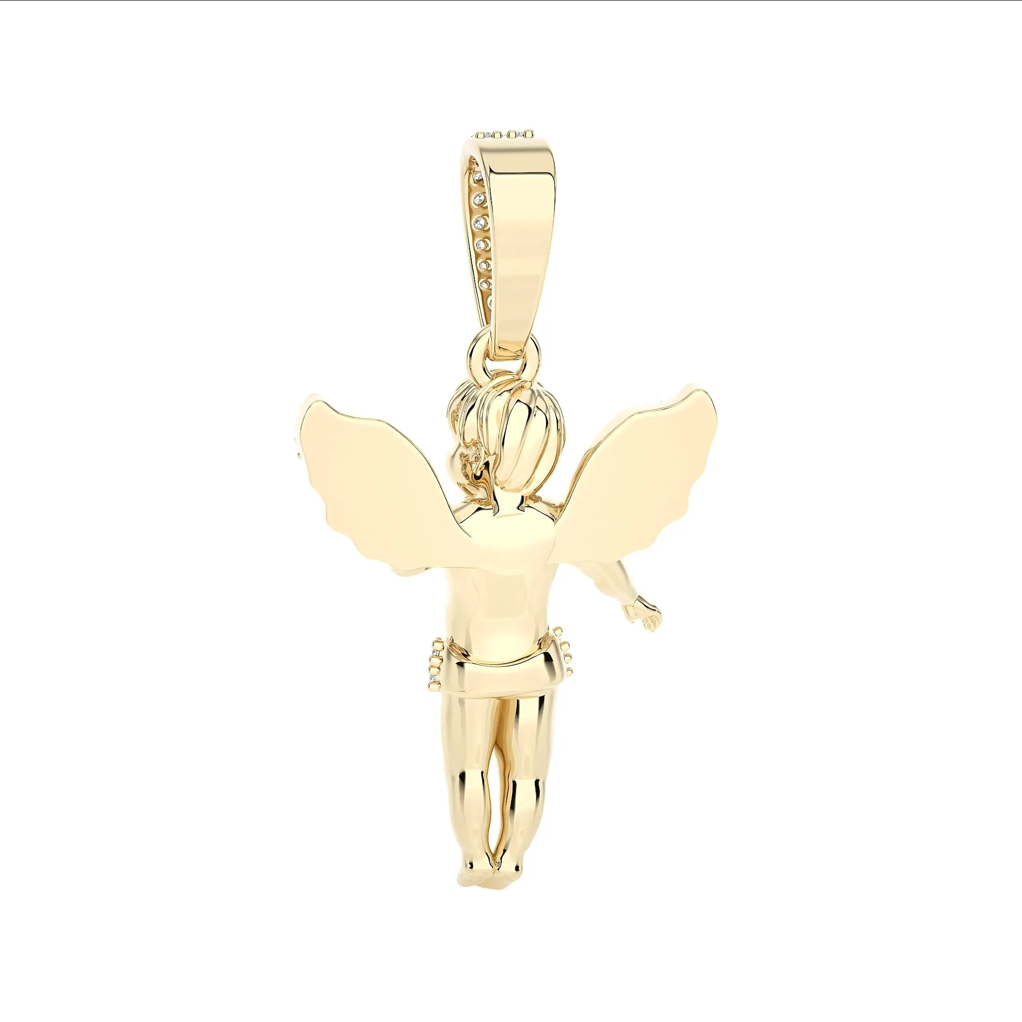 Diamond Angel Pendant 10K Yellow Gold