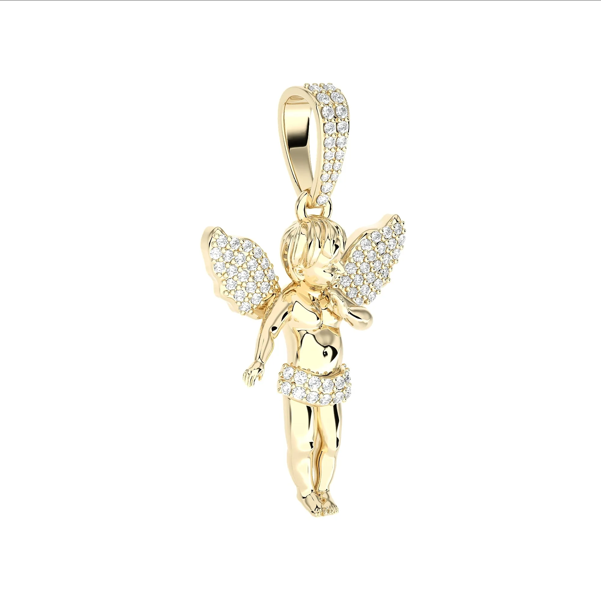 Diamond Angel Pendant 10K Yellow Gold