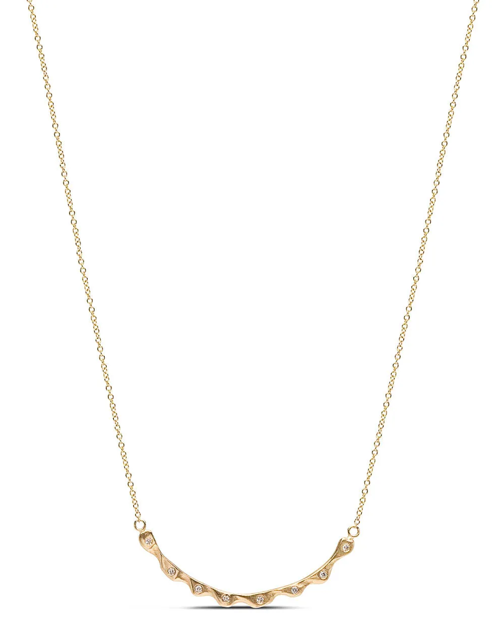 Diamond Curved Bar Pendant Necklace