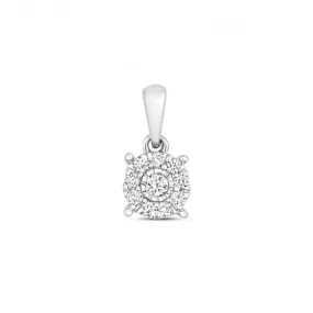 Diamond Jewellery 9ct White Gold Diamond Brilliant Illusion Pendant PD175W