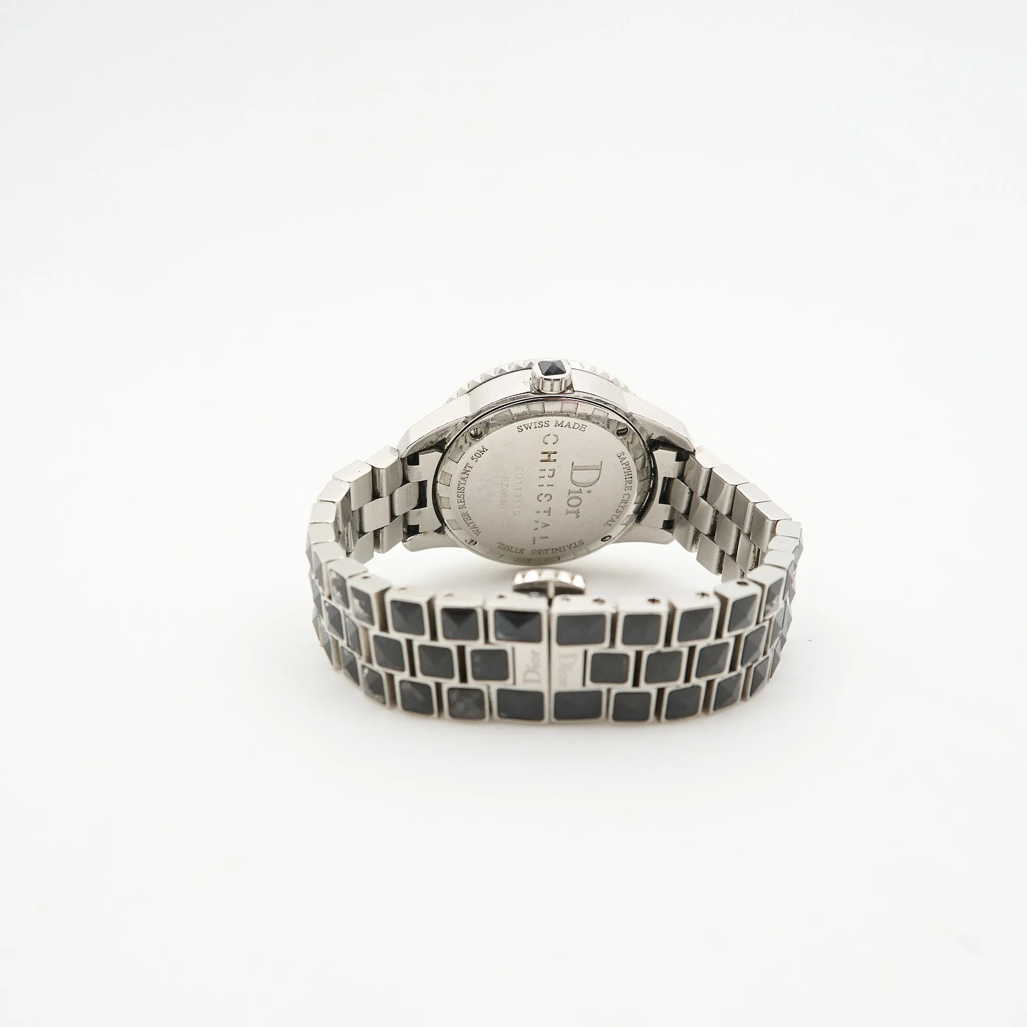 Dior Christal Steel Ceramic Diamonds Black Dial Automatic Watch