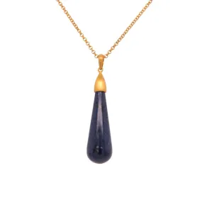 Dumortierite Drop Cabochon Pendant 24K Gold Vermeil