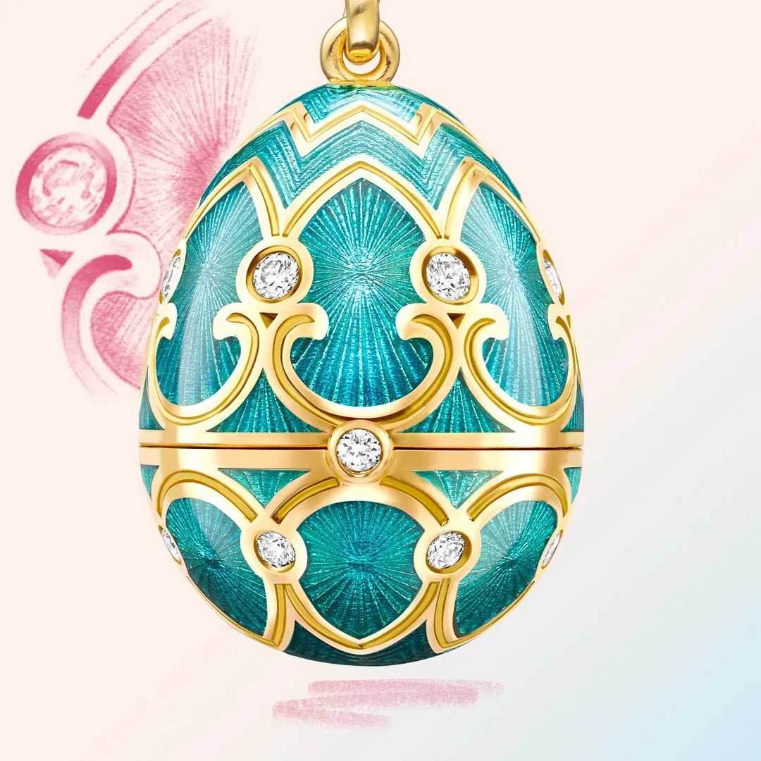 Faberge Palais Tsarskoye Selo Surprise Locket With Carved Ruby Rose Limited Edition