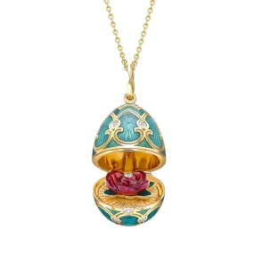 Faberge Palais Tsarskoye Selo Surprise Locket With Carved Ruby Rose Limited Edition