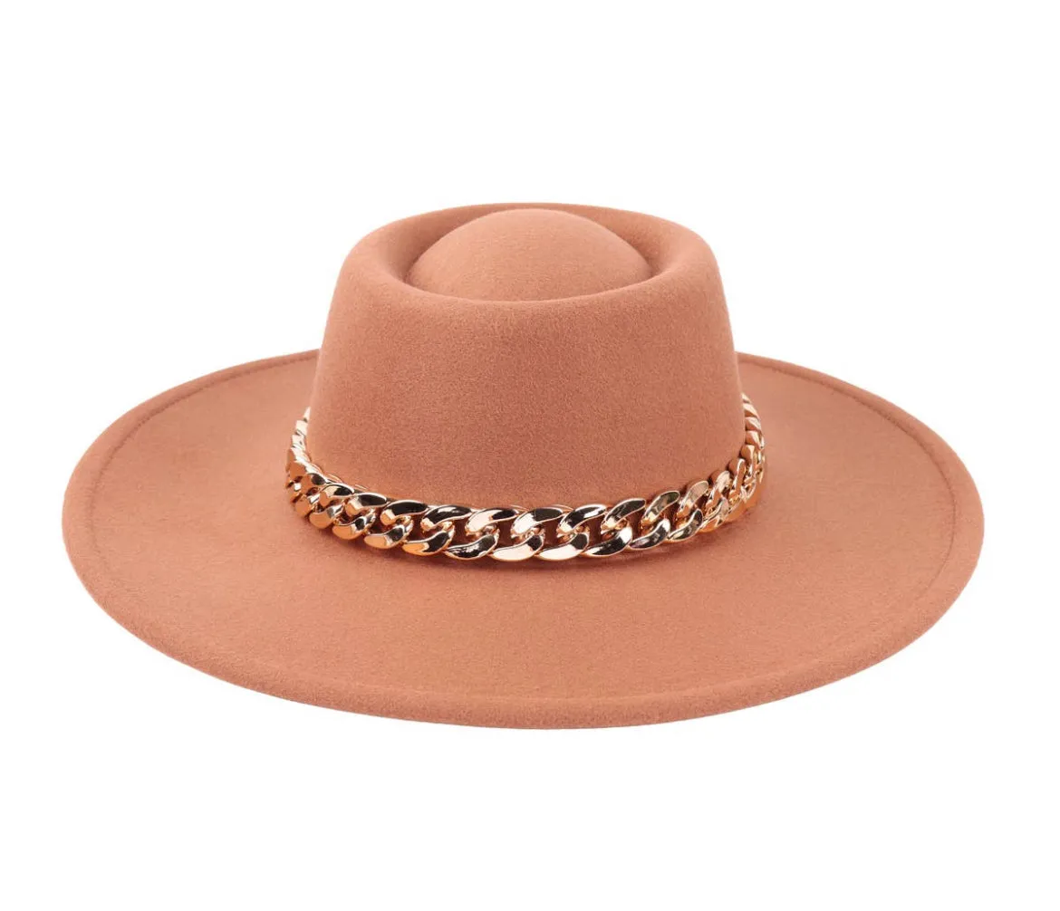 Felt Brim Hat w/ Chain Accent