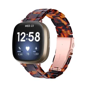 Fitbit Versa 3 / Sense Resin Band with Folding Clasp (Wrist Circumference: 180-210mm) - Black / Brown