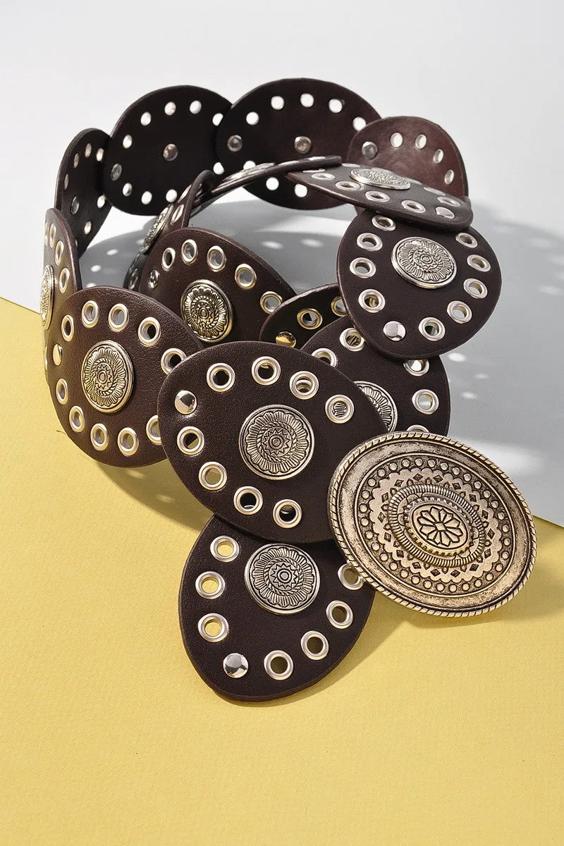 Flora Embossed Oval Disc Belt
