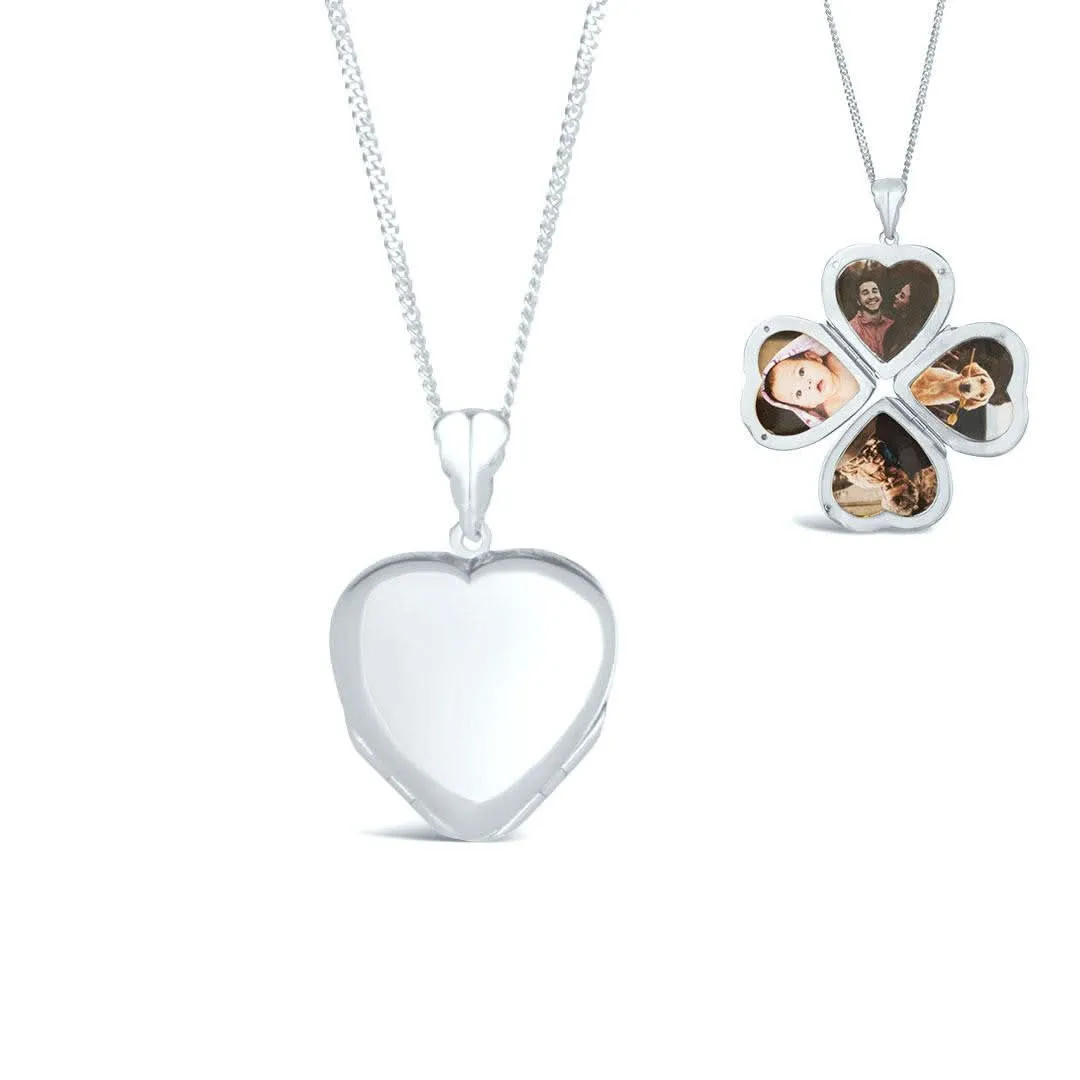 Four Picture Heart Locket | White Gold
