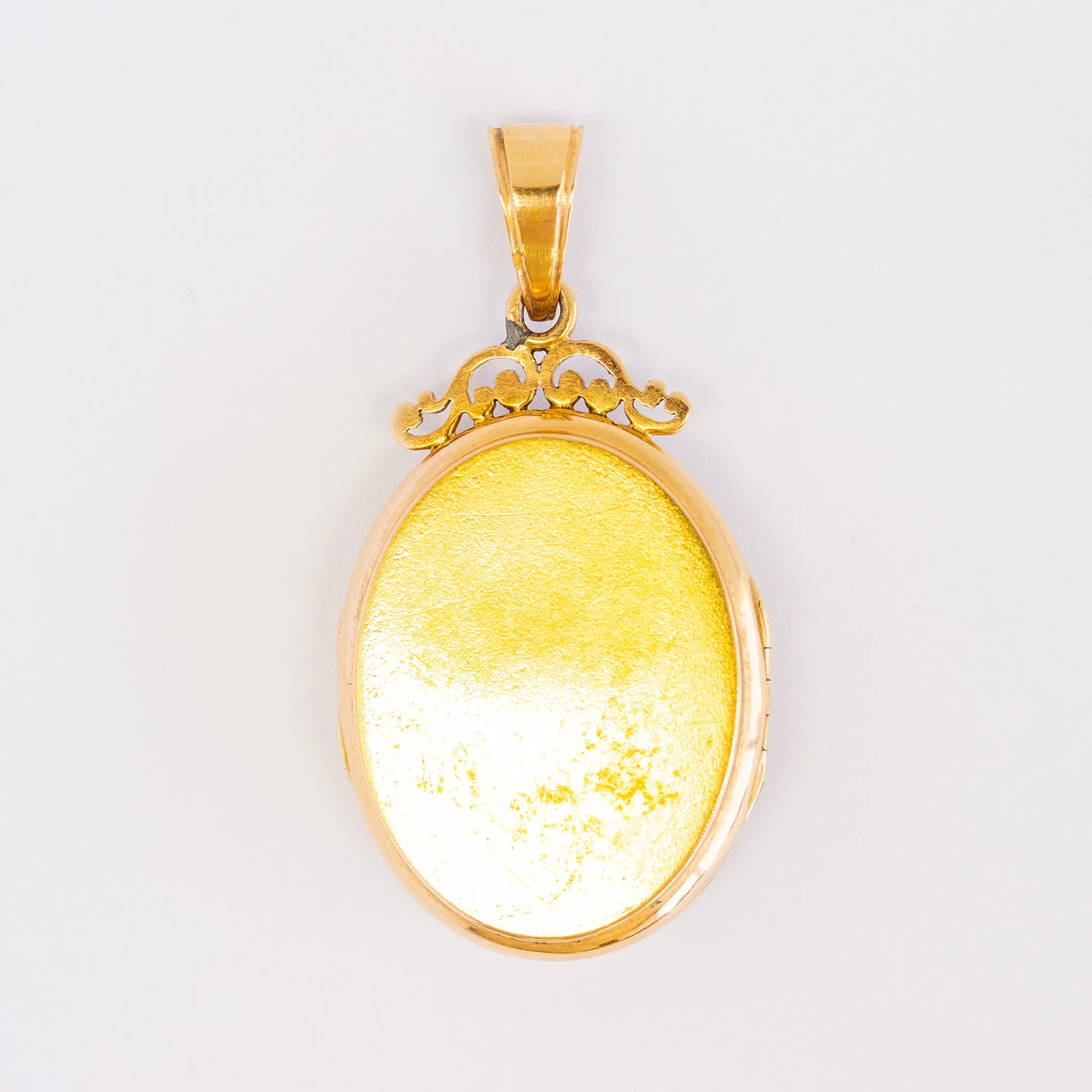 French Victorian Floral Locket with Black Onyx, Diamonds & Pearls, 18k